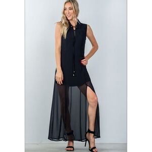 Lulu's Black Sheer Maxi Dress